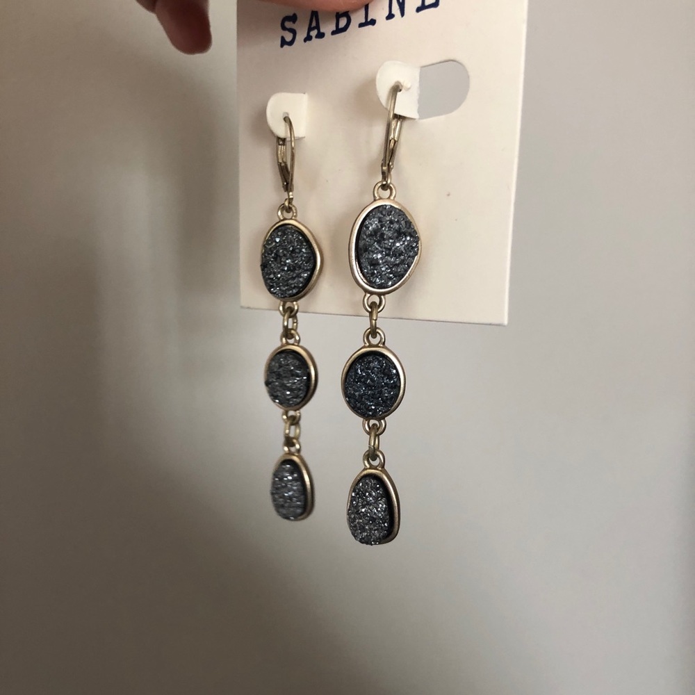 Sabine faux pyrite drop earrings